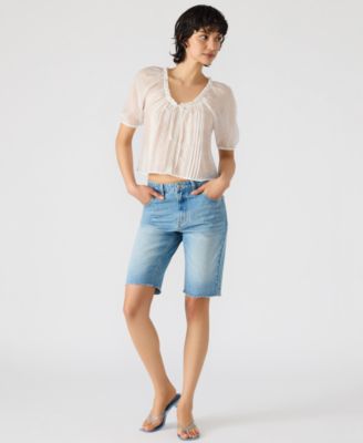 Steve Madden - Women's Lana Sheer Puff-Sleeve Top