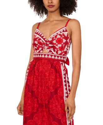 Women's Cotton Printed Twist-Front Maxi Dress