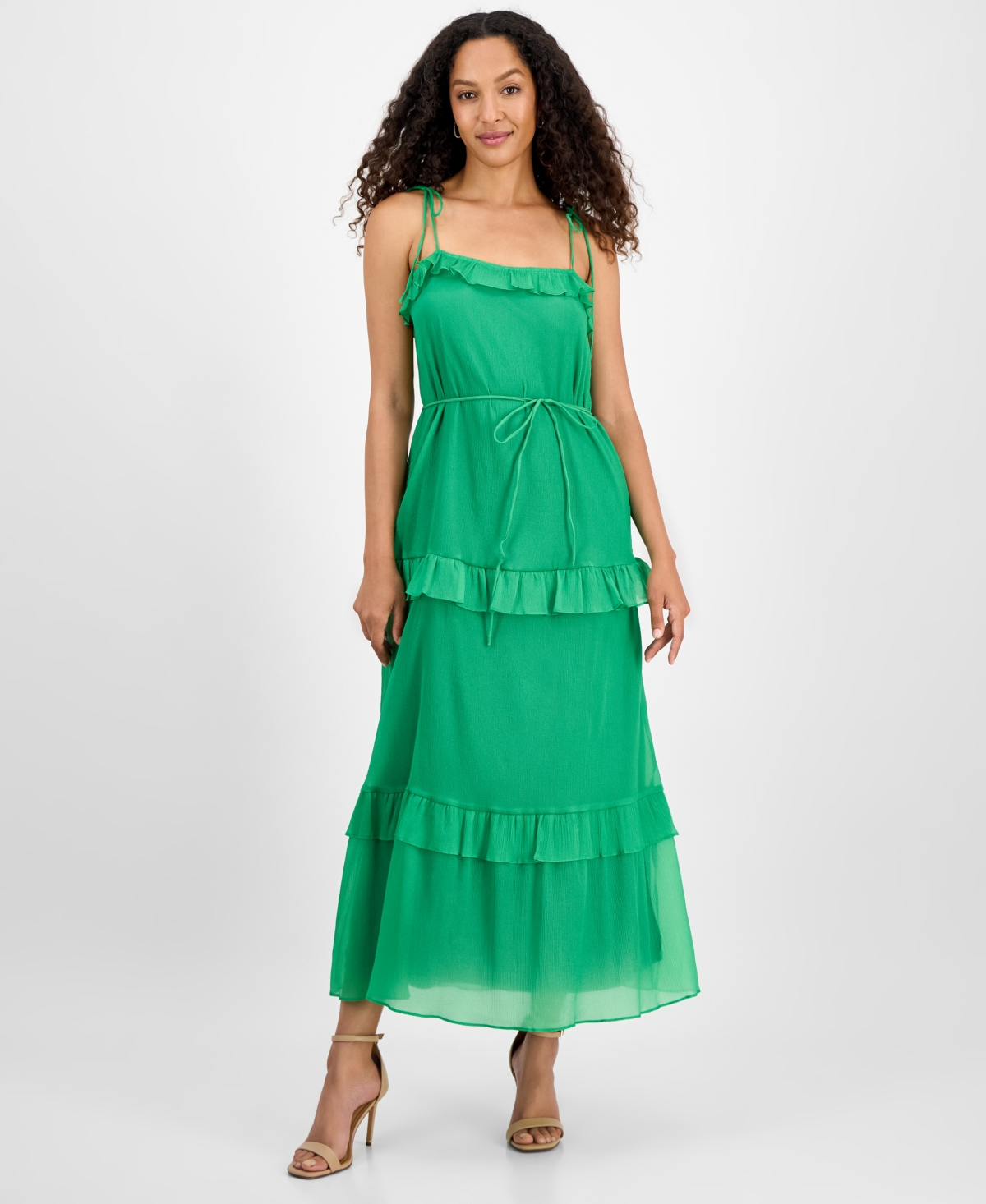Julia Jordan Crinkled Chiffon Midi Dress