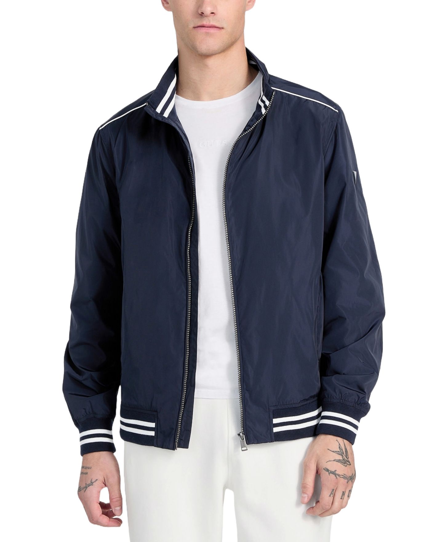 Мужская куртка GUESS Regular-Fit Urban Stripe Bomber, цвет: Синий — фото 3