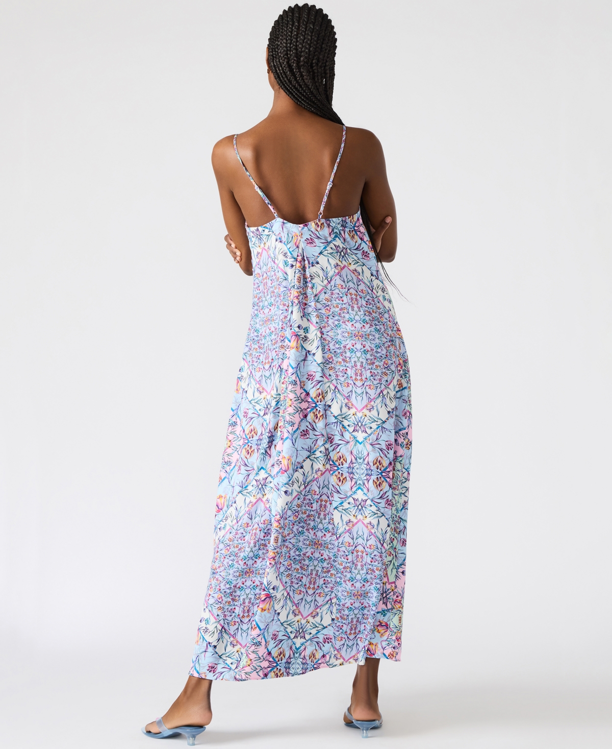 Steve Madden Brianna Print Sleeveless Maxi Dress In Blue