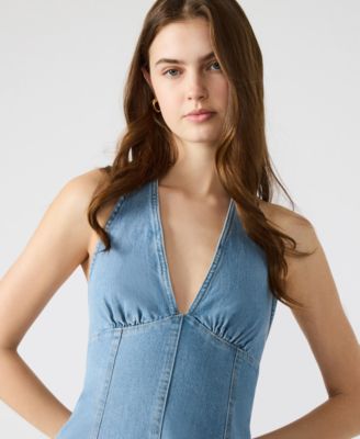 Women's Malia Stretch Denim Halterneck Dress