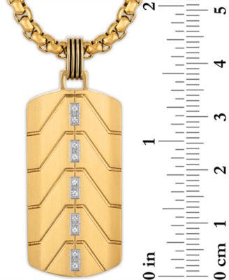 Diamond Chevron Dog Tag 22" Pendant Necklace (1/20 ct. t.w.) in Black & Gold-Tone Ion Plated Stainless Steel, Exclusively at Macy's