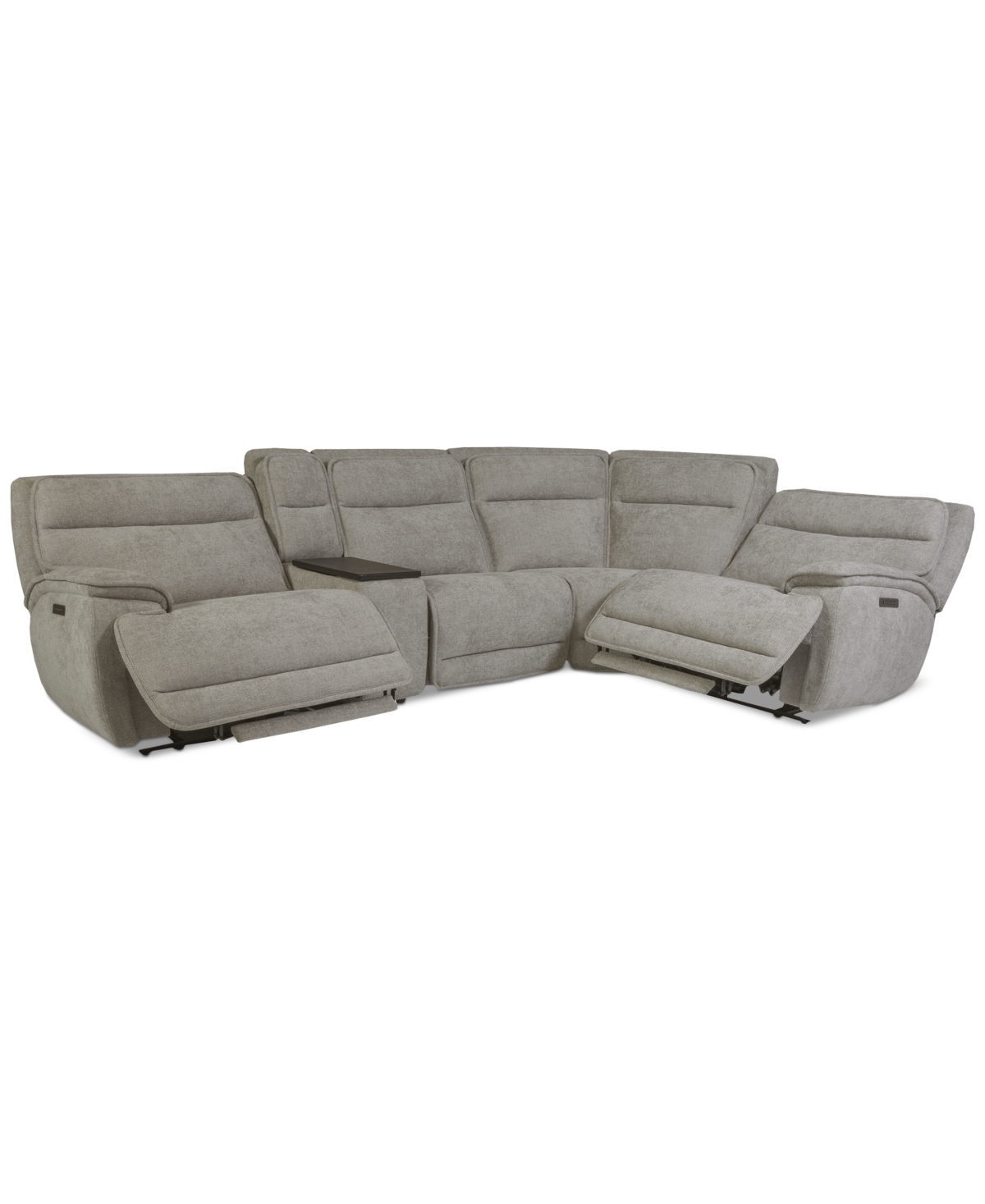 Macy's Ozryn 5-pc. Fabric Sectional With Console And 2 Power Motion Chairs, Exclusively At  In Gray