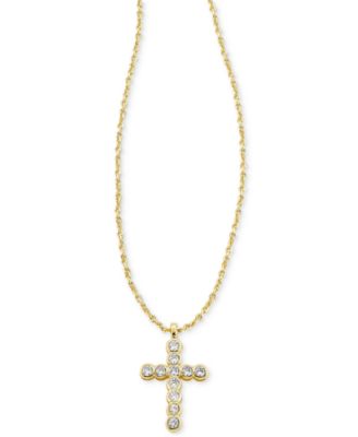 14k Gold-Plated Crystal Cross 19" Pendant Necklace