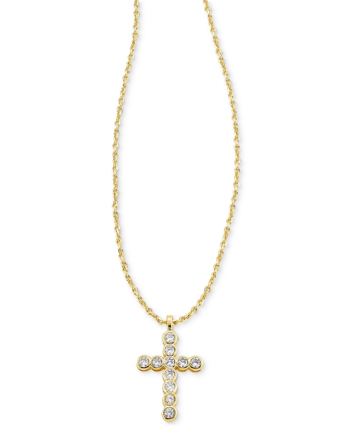 Kendra Scott 14k Gold-plated Crystal Cross 19" Pendant Necklace In White