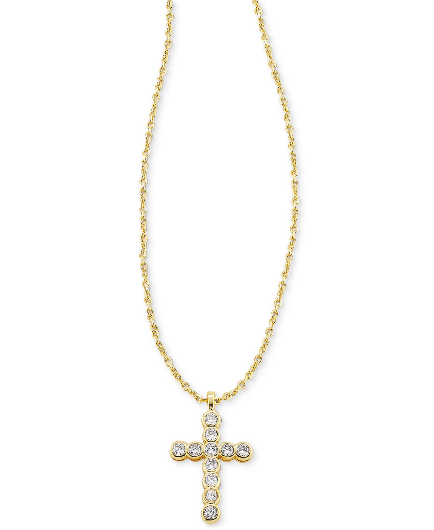 14k Gold-Plated Crystal Cross 19" Pendant Necklace