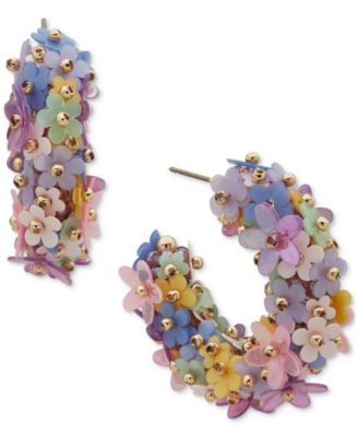 lonna & lilly - Gold-Tone Multi Flower Medium C Hoop Earrings, 1.5"