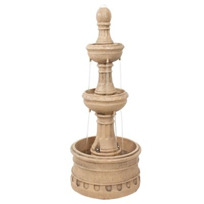 Outdoor Polyresin 3-Tier Electric Cyprus Water Fountain for the Patio, Garden, or Yard - 32"