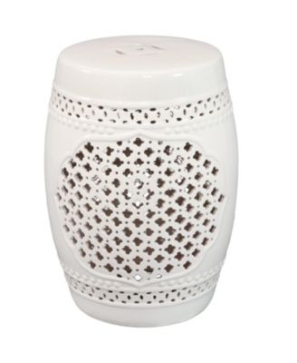 Marrakesh Lattice Ceramic Decorative Garden Stool - 17.75" - White