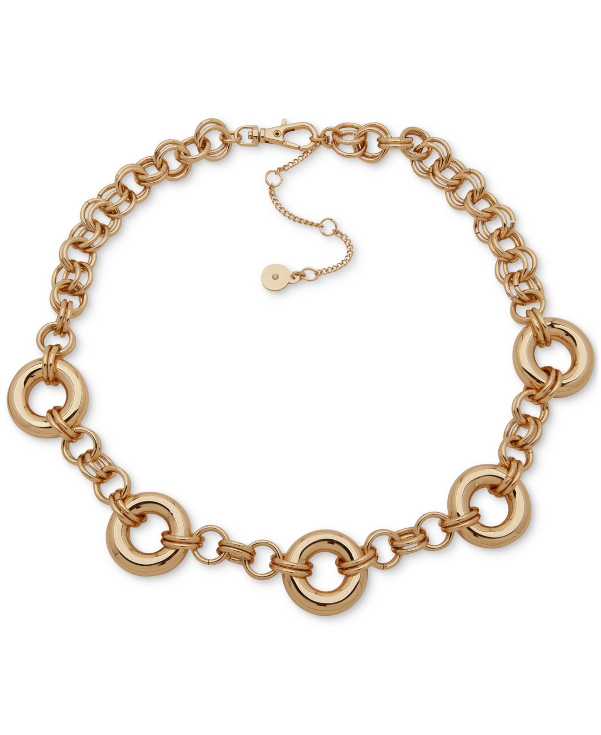 Gold-Tone Double Cable Chain Collar Necklace, 16" + 3" extender - Gold
