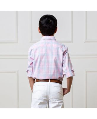 Little and Big Boys' Organic Stretch Poplin Long Sleeve Button Down Shirt