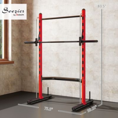 Adjustable Squat Rack with Pull Up Bar and Barbell Bar Bench Press