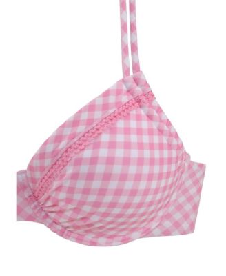Women's Gingham Underwire Bikini Swimsuit Top Bra Sizing