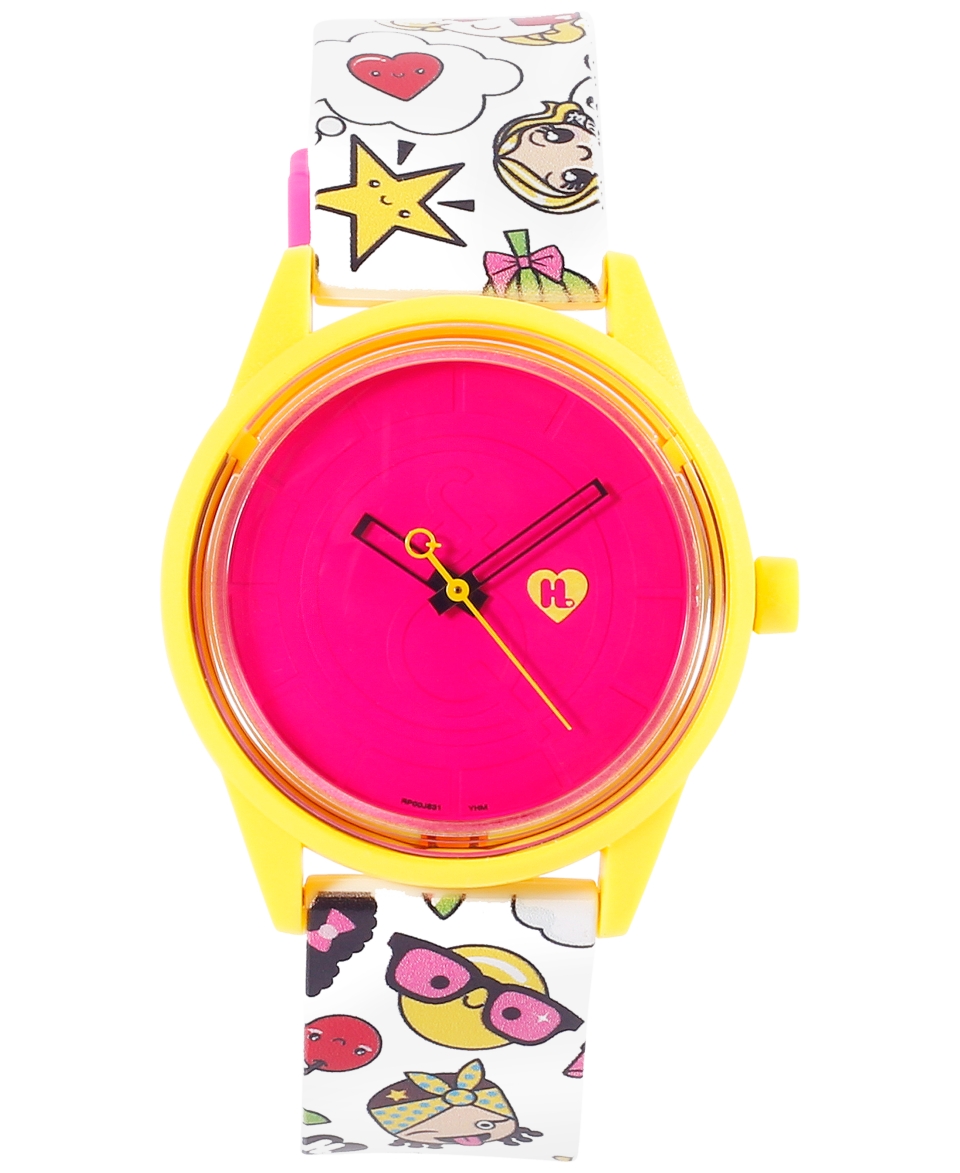 Harajuku Lovers Unisex Solar Emoji Emoji Party Strap Watch 40mm HL2317