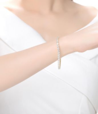 Sterling Silver with Colored Cubic Zirconia Tennis Bracelet in White Gold Plated, 14K Gold Plated, or 18K Rose Gold Plated