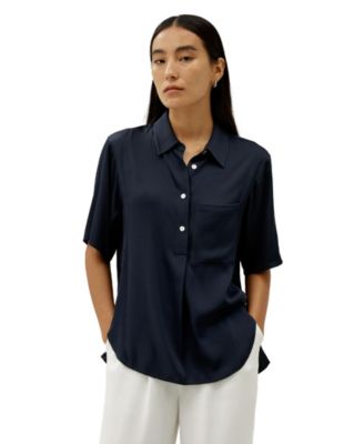 Women's Half-Placket Short Sleeve Button Up Shirt