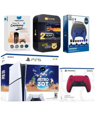 PlayStation 5 Slim Disc Astro Bot Bundle with Extra  Controller, Pro Gamer Kit, MightySkins Code and 2 Year Extended Warranty