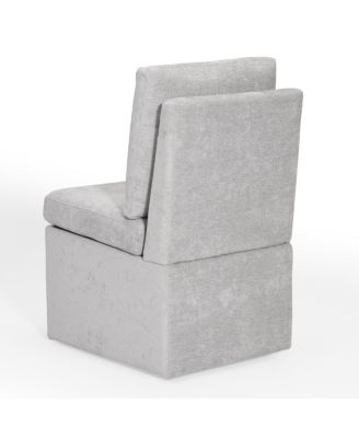 Modern Upholstered Chenille Armless Dining Chairs With Casters