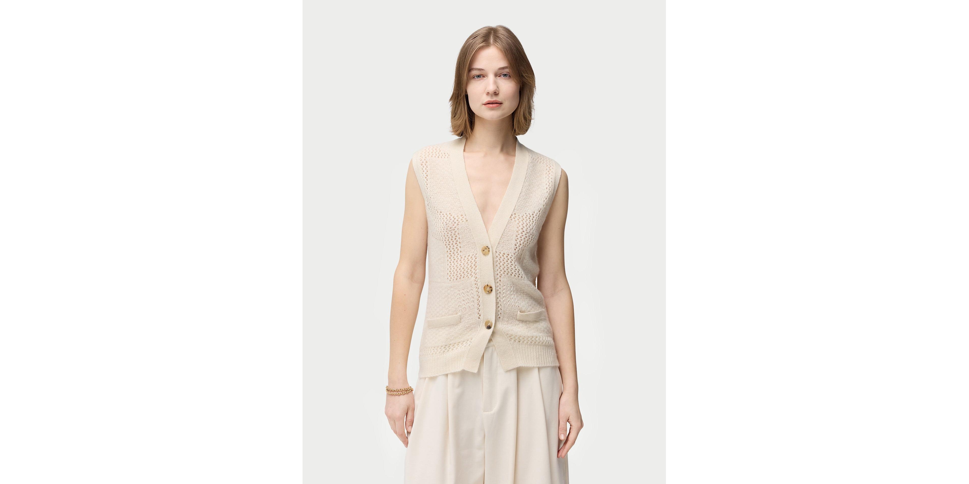 Gobi Cashmere Women's Mixed Pattern Cashmere Vest