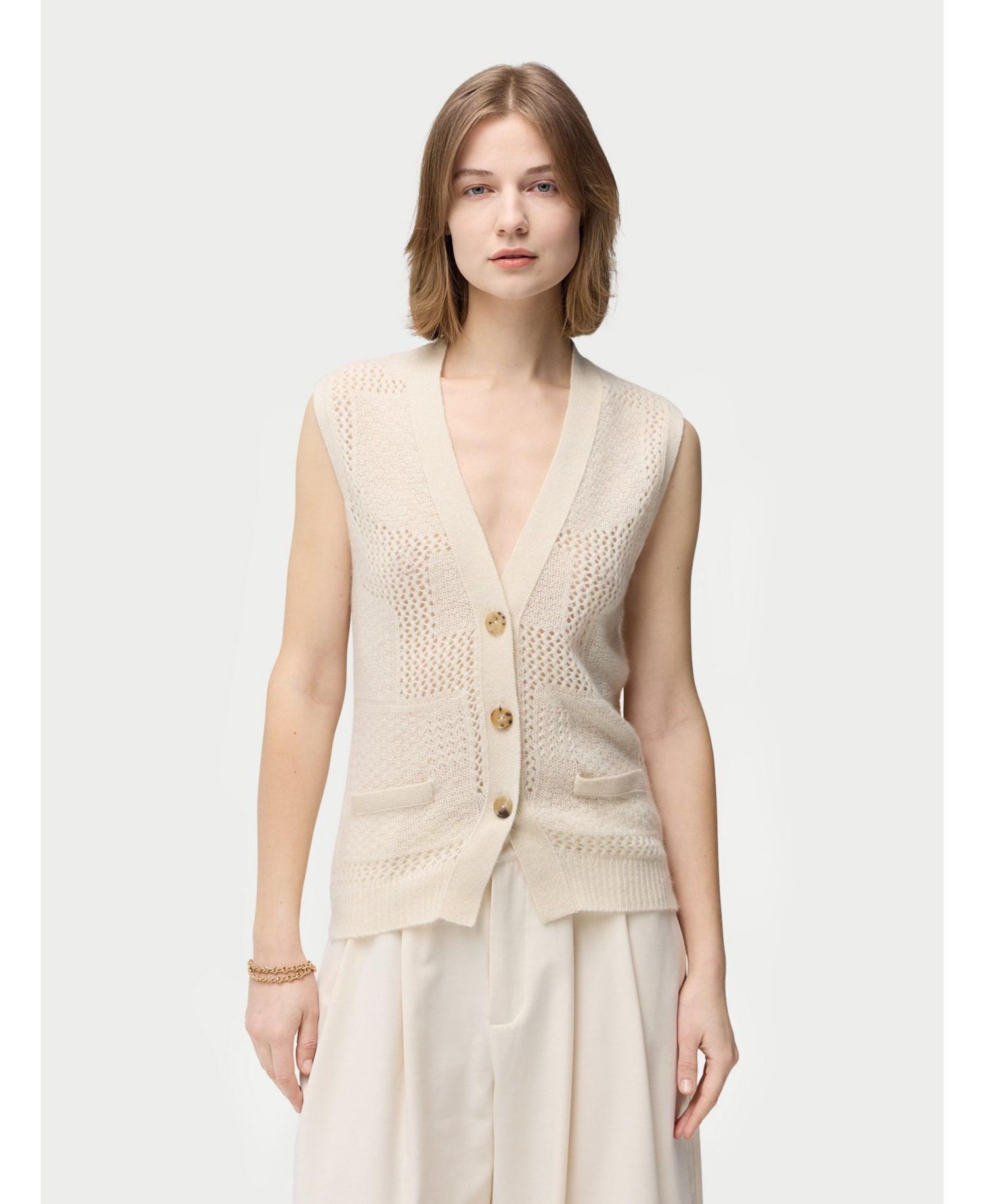 Women's Mixed Pattern Cashmere Vest