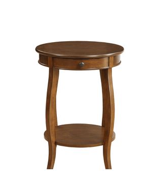 Round Solid Wood End Table with Shelf – Classic Design and Extra Storage