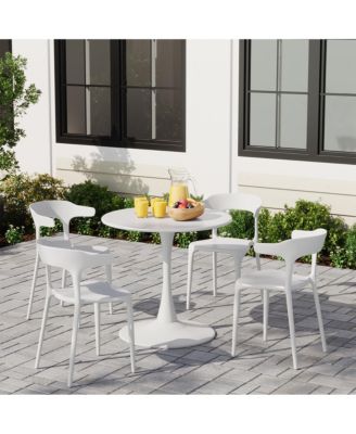 Modern Stackable Resin Plastic Patio Dining Chair (Set of 4)