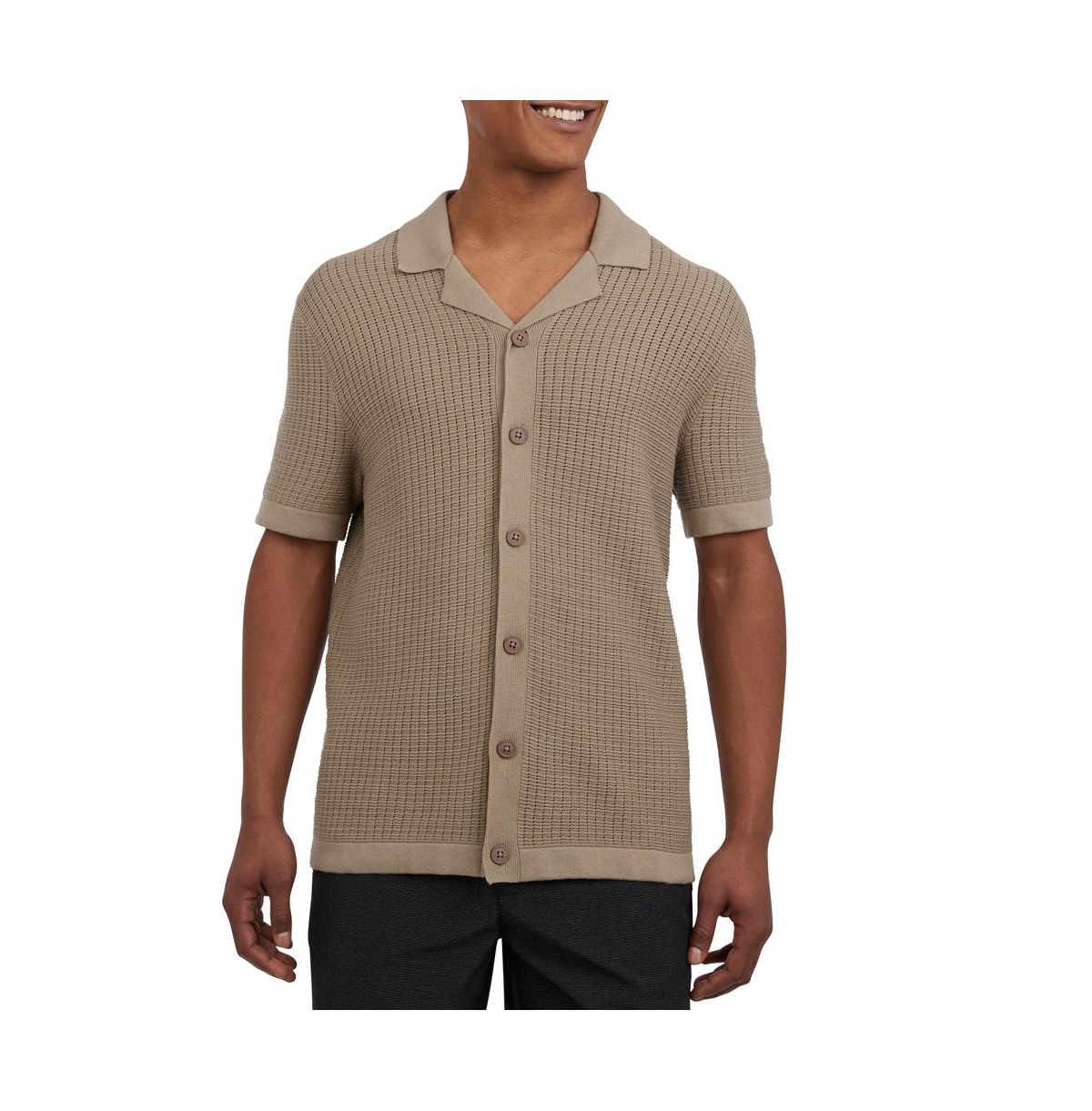 Men's Grid Sweater Camp Shirt - Cafe