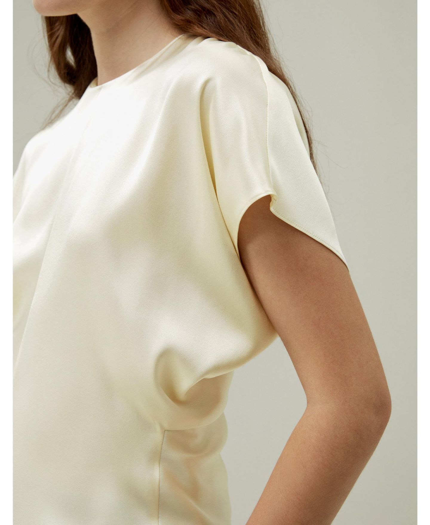 Женский топ LILYSILK Short Batwing Sleeve Silk Contour, цвет: Белый — фото 6