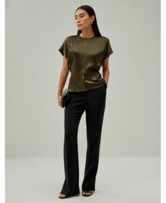 Women's Short Batwing Sleeve Silk Contour Top