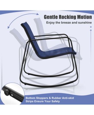 4 Piece Rocking Bistro Set Patio Furniture Set w/ Loveseat 2 Rocking Chairs