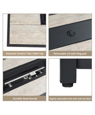 7PCS Patio Rattan Furniture Set Fire Pit Table Cover Cushion