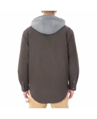 Men's Sherpa-Lined Hooded Stretch-Canvas Snap Shirt-Jacket