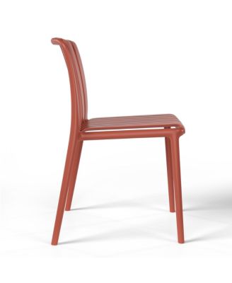 Outdoor Stackable Polypropylene Plastic Dining Side Chairs Set of 2