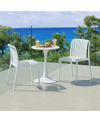 Outdoor Stackable Polypropylene Plastic Dining Side Chairs (Set of 2)