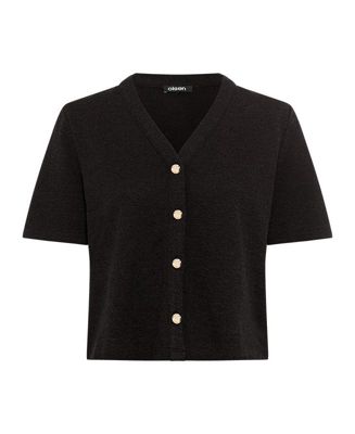 Women's Short Sleeve Cropped Cardigan