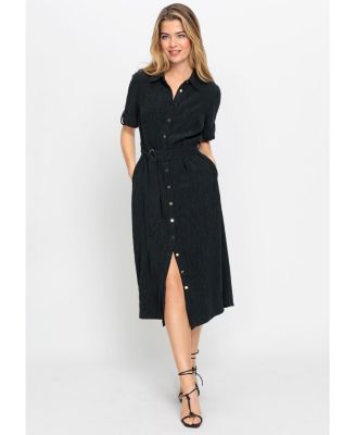 Women's Crinkle A-Line Shirt Dress