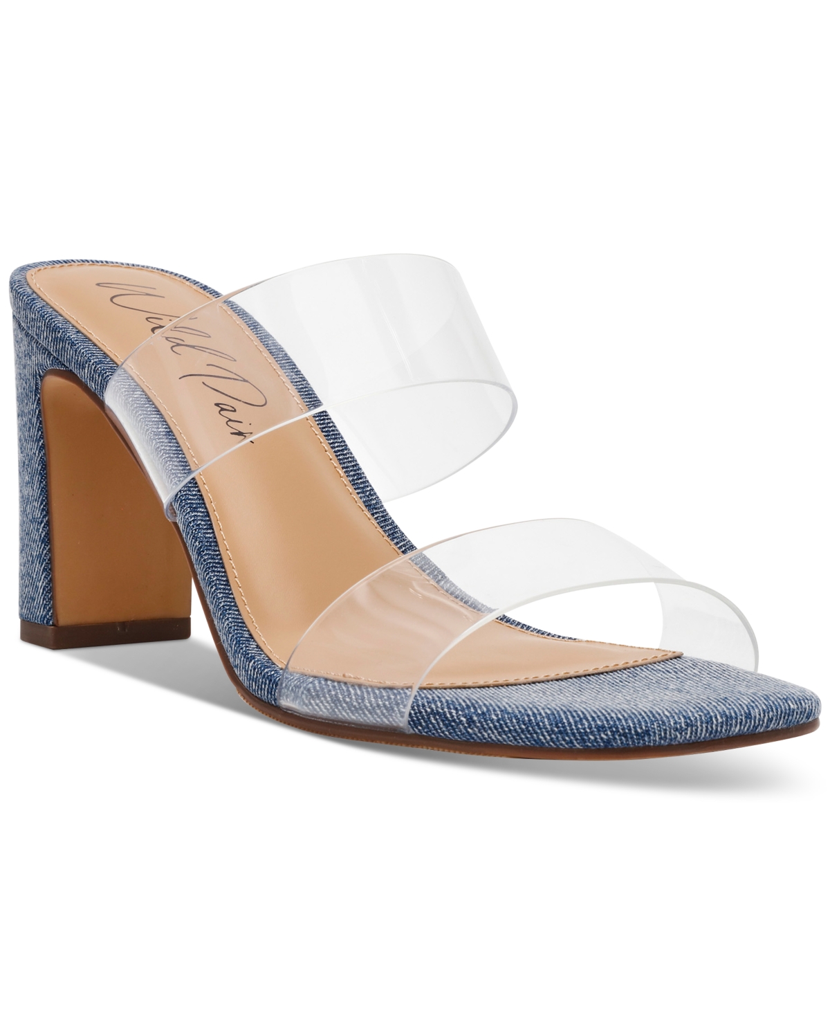 Zandria Two-Piece Clear Vinyl Dress Sandals, Created for Macy's - Denim/Vinyl