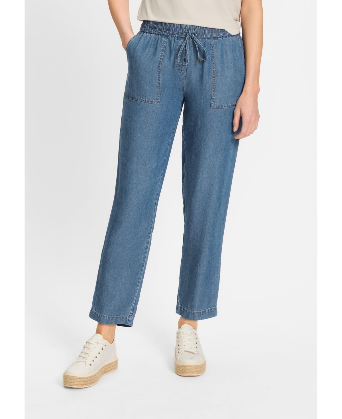 Women's Lisa Straight Leg Soft Denim Pant - Blue denim