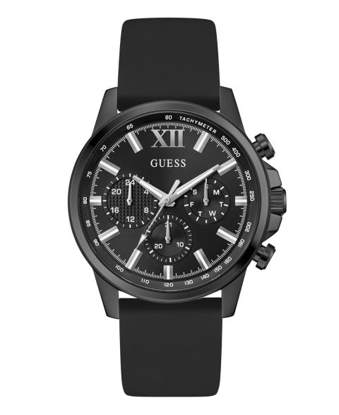 Мужские часы GUESS Multi-Function Black Silicone Watch, 44mm