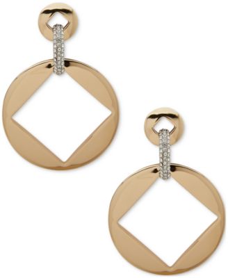 KARL LAGERFELD PARIS - Two-Tone Pav&eacute; Square Drop Hoop Earrings