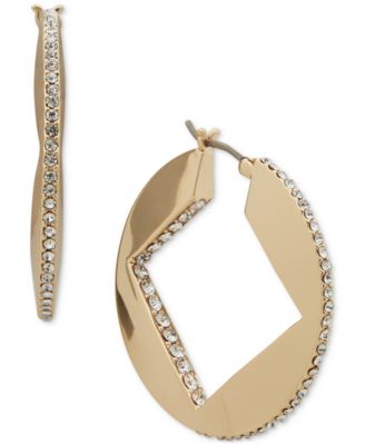 KARL LAGERFELD PARIS - Medium Pav&eacute; Square-Cut Hoop Earrings, 1.1"