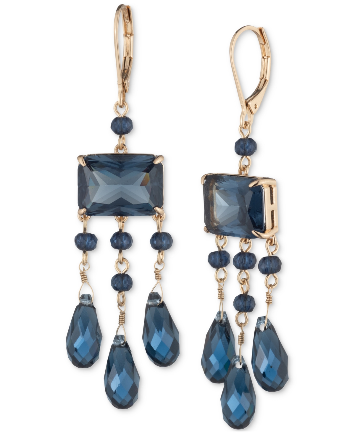 Gold-Tone Montana Stone Chandelier Earrings - Navy
