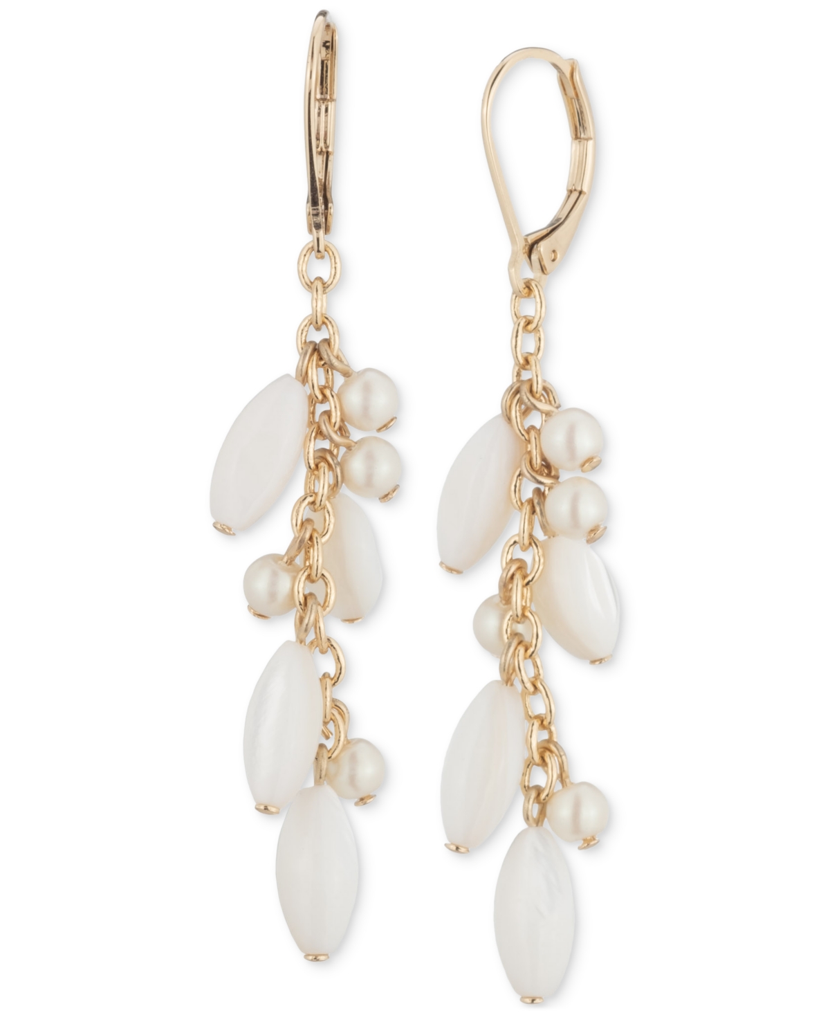 Shop Ralph Lauren Gold-tone White Beaded Linear Earrings