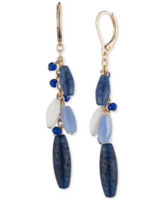 Lauren Ralph Lauren - Gold-Tone Blue Beaded Linear Earrings