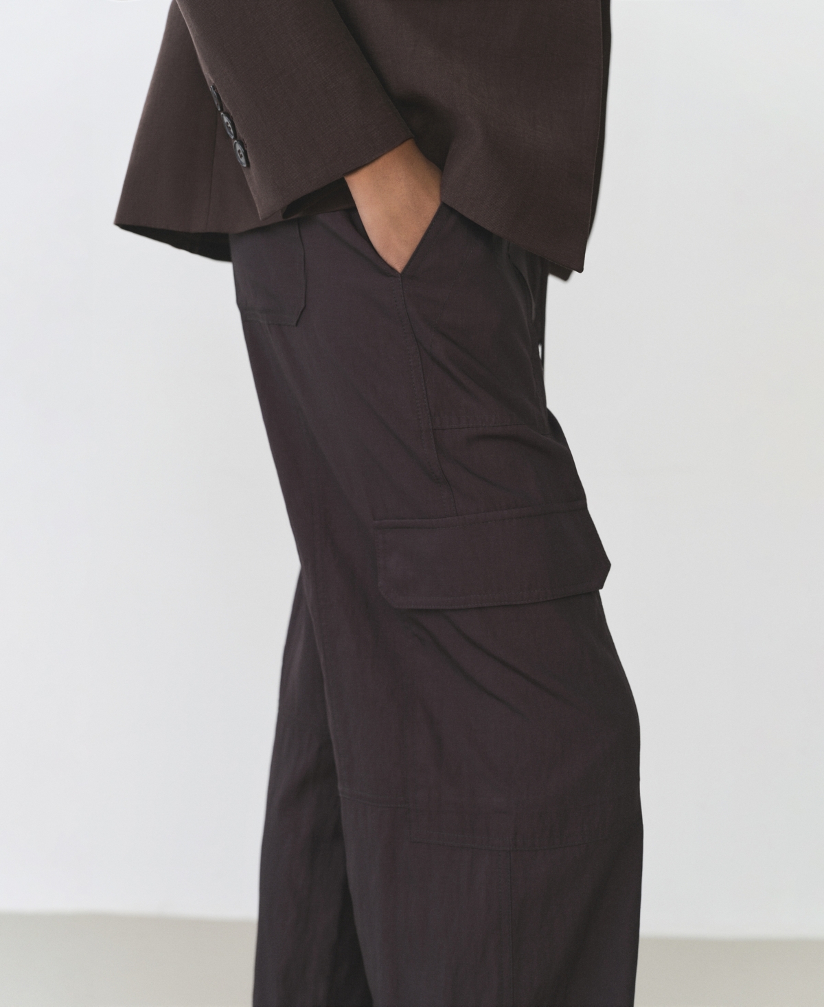 Shop Mango Women's Soft Cargo Trousers In Charcoal