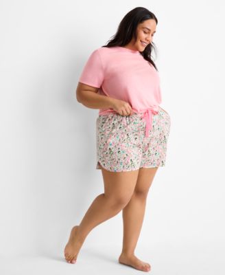 Women's Floral Knit Drawstring Shorts XS-3X, Exclusively at Macy's