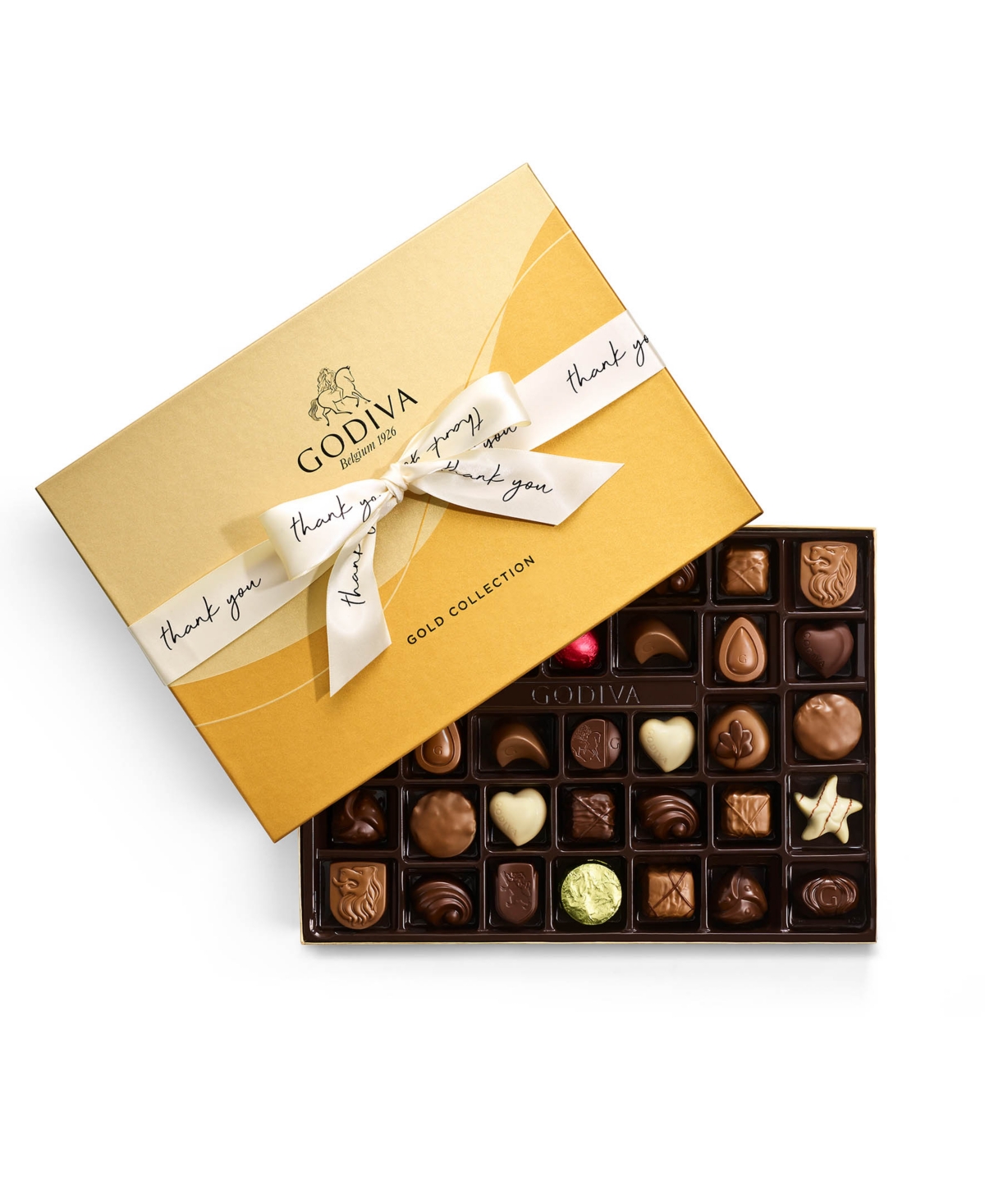 Shop Godiva Assorted Milk Chocolate Gift Box, Thank You Ribbon, 36 Piece In No Color