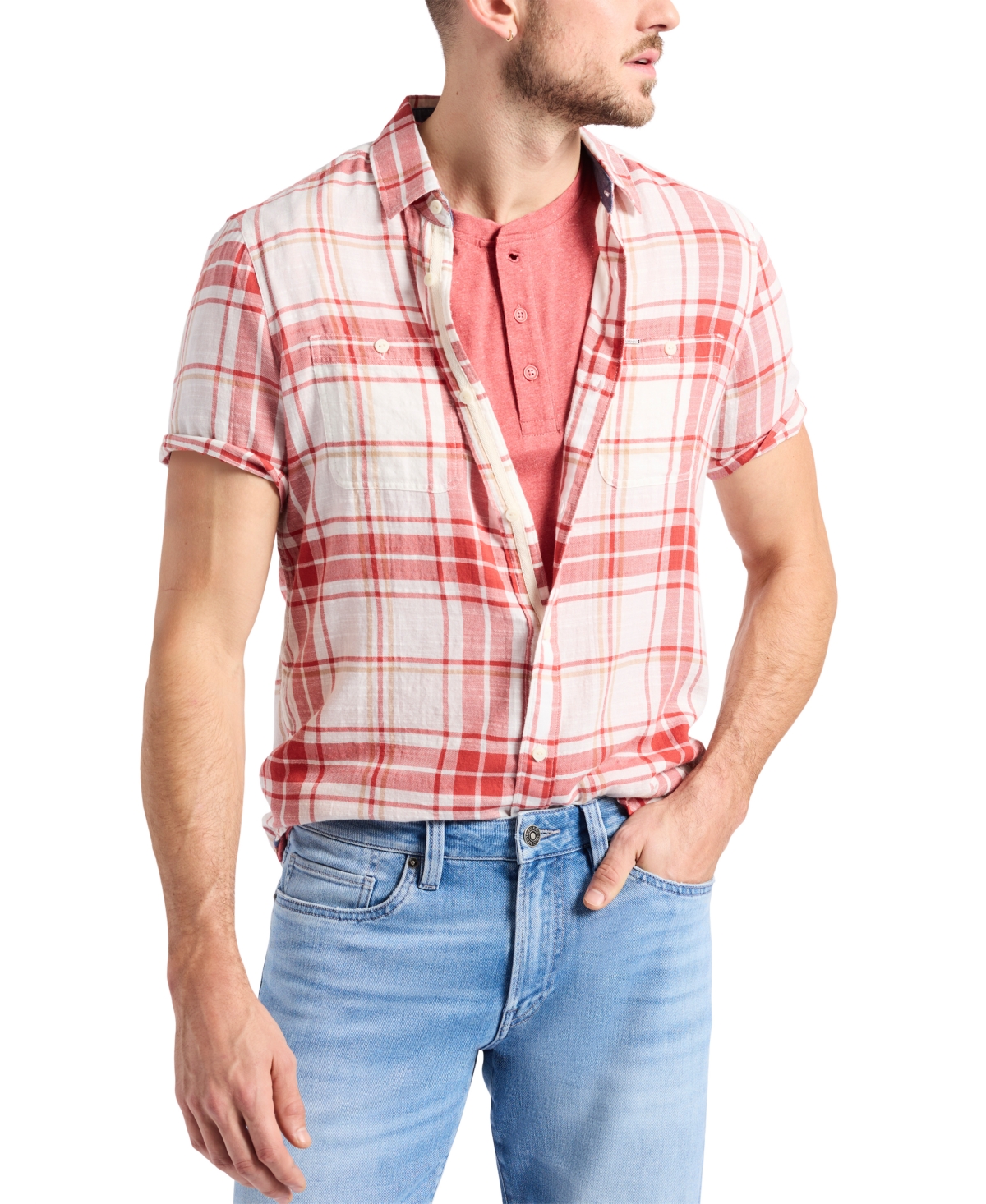 Buffalo David Bitton Men's Sagrino Fitted Short Sleeve Plaid Button-front Shirt