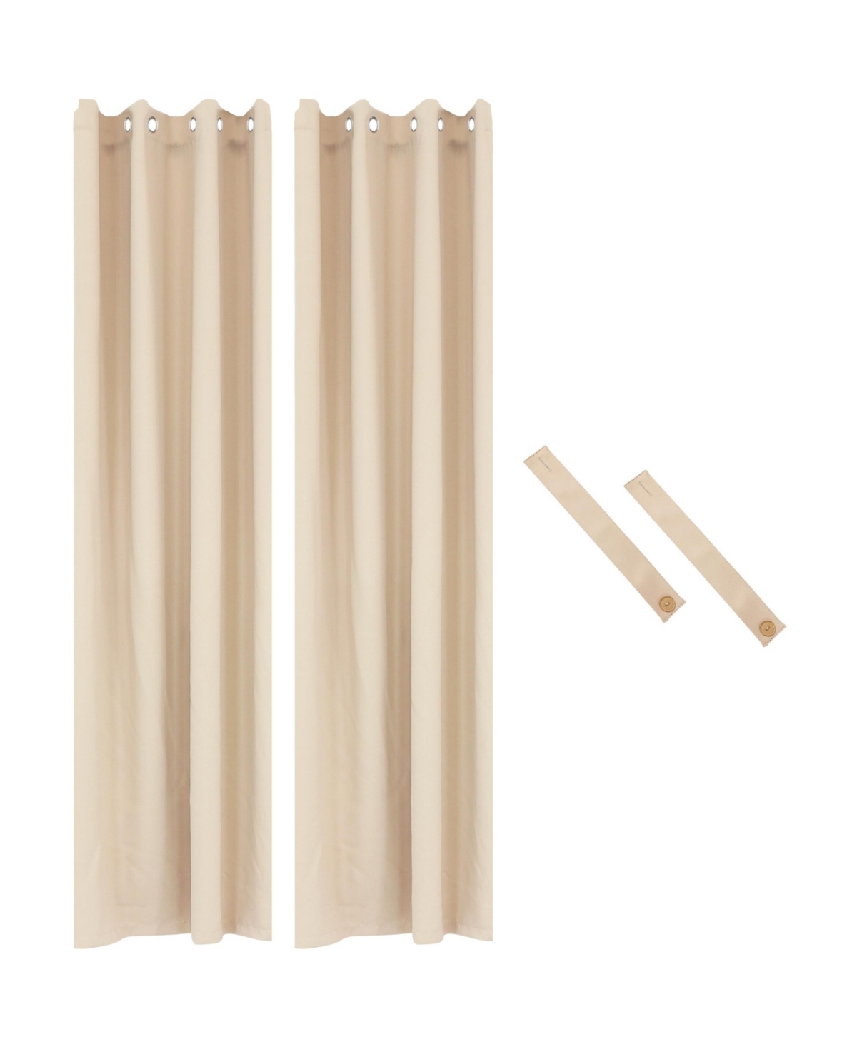 52 x 120-Inch Indoor/Outdoor Room-Darkening Curtain Panel with Grommet Top - Includes Tieback - Beige - Set of 2 - Beige